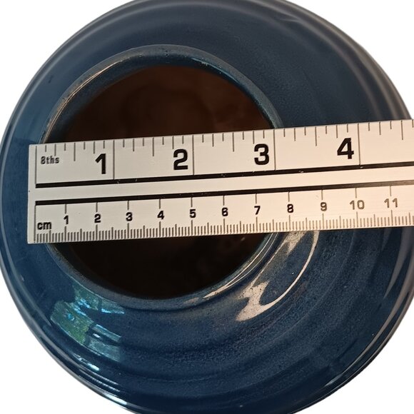 1930s Deep Blue Style Ribbed Geometric Design Art Deco Vase - Picture 13 of 14